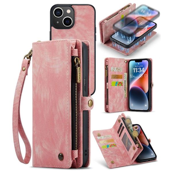 CaseMe Multi-Slot 2 i 1 Plånboksfodral iPhone 14 Plus Rosa