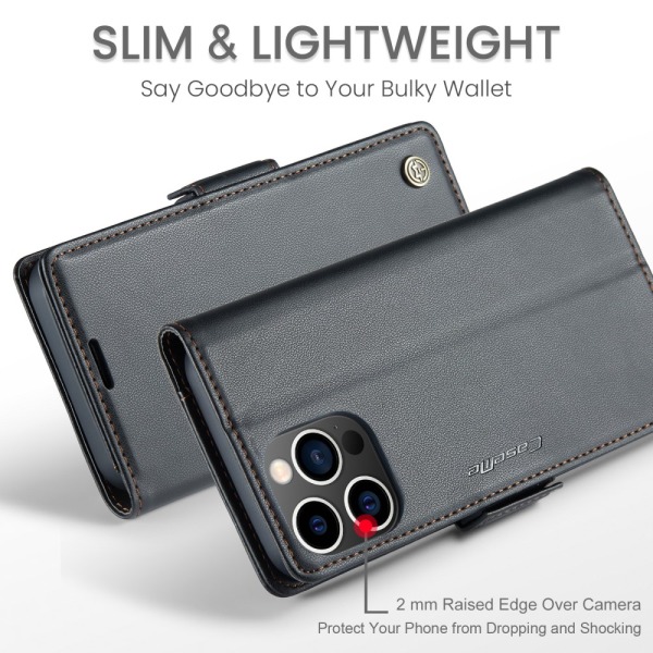 CaseMe Slim Wallet -kotelo RFID-suojattu iPhone 15 Pro Max Black