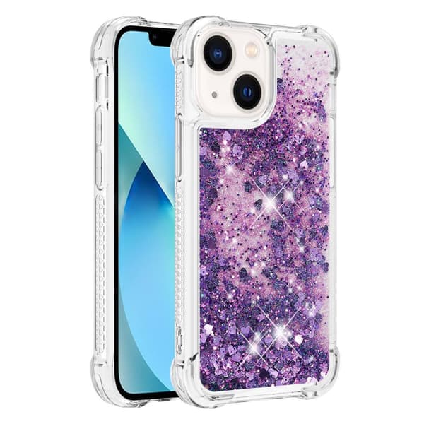 Glitter Bling TPU Skal iPhone 15 Lila
