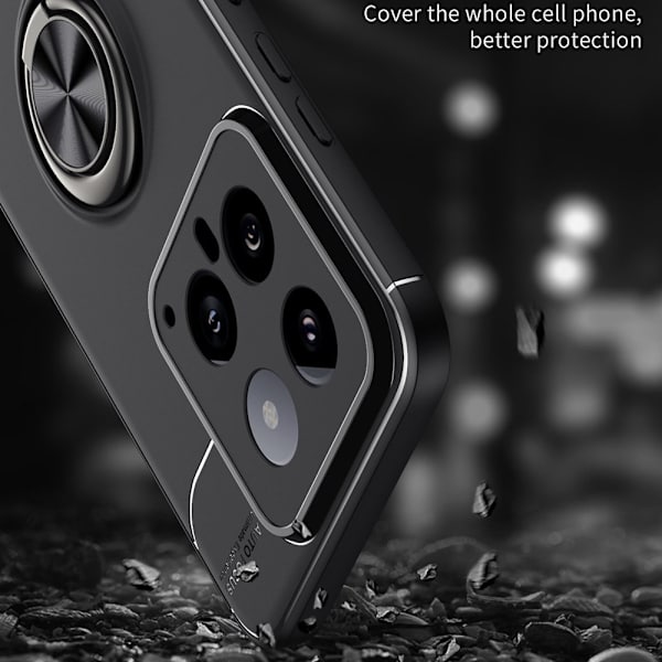 Etui med Ringholder til Xiaomi 14 Pro Sort