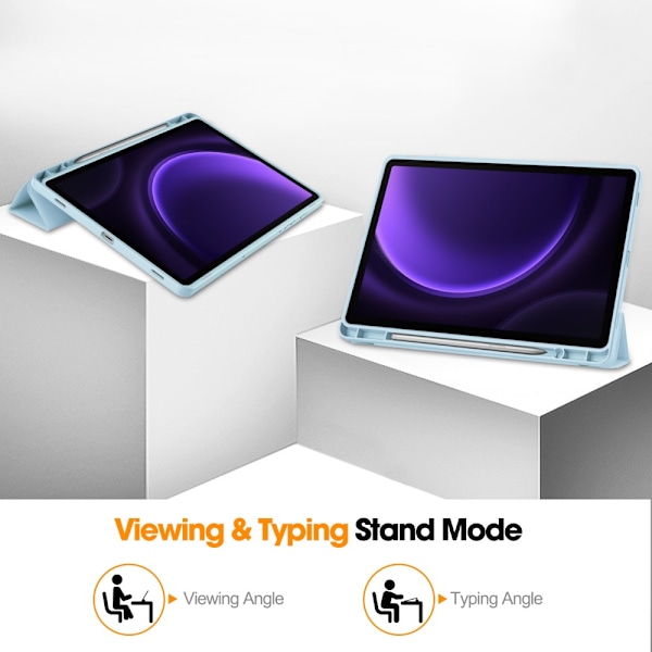 Samsung Galaxy Tab S10 FE Cover Tri-Fold Med Pen-holder Blå
