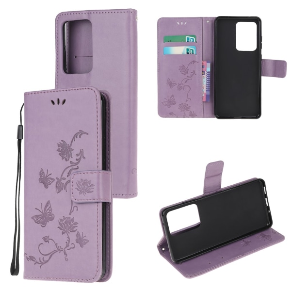 Lædertaske Butterflies Samsung Galaxy S21 Ultra Purple