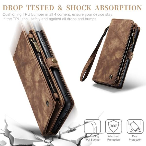 CaseMe Multi-Slot 2 i 1 Plånboksfodral Galaxy A34 Brun
