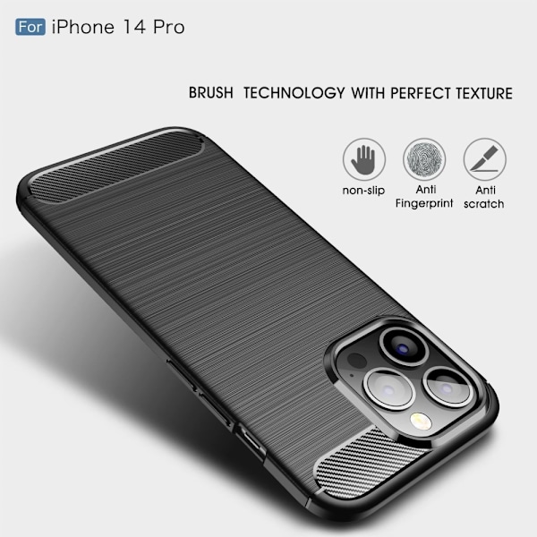 Carbon Shockproof TPU Case iPhone 14 Pro Black