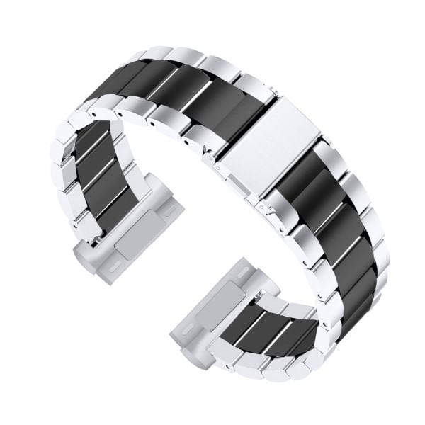 Fitbit Versa 3/Sense hopea/musta metalliranneke