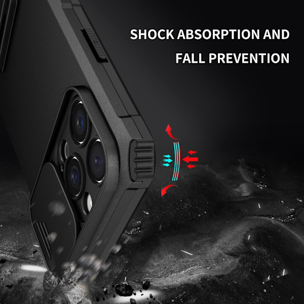 Kickstand Cover iPhone 16 Pro Kamerabeskyttelse Sort