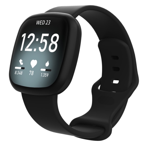 Silikonerem til Fitbit Versa 4/Sense 2 Sort (S)