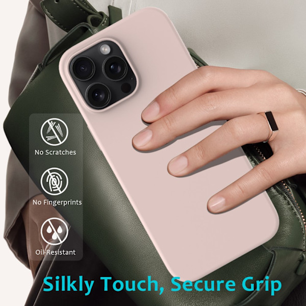 Silikonikuori iPhone 16 Prolle, vaaleanpunainen