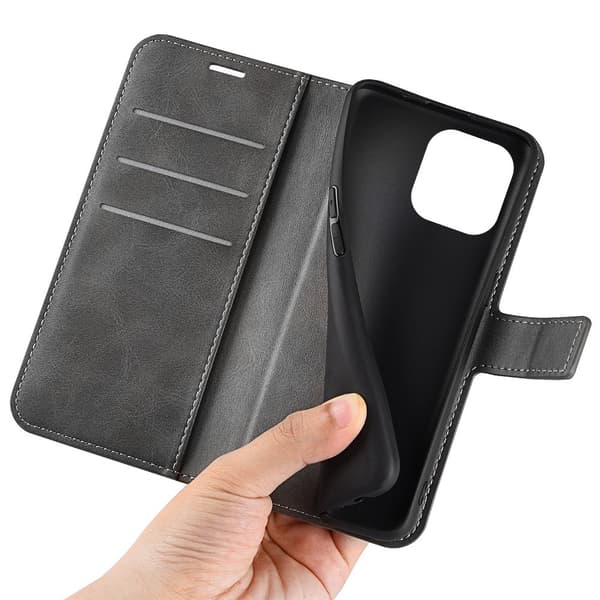 iPhone 14 Pro Max Wallet Läder Grå