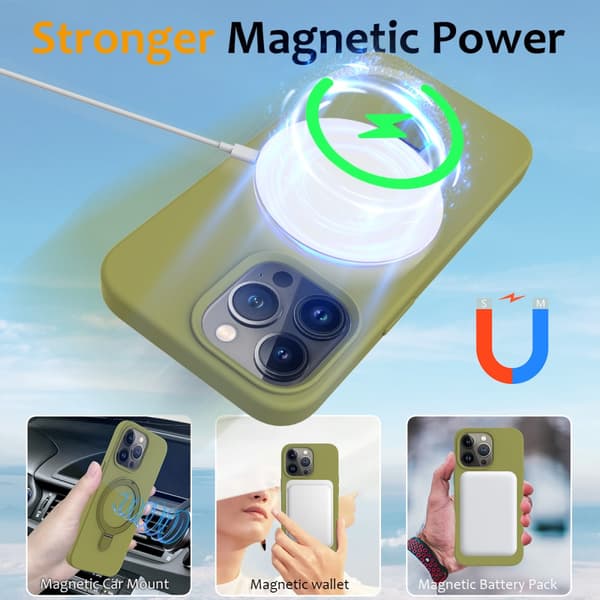 Silikonikuori Kickstand MagSafe iPhone 16 Pro Max Vihreä