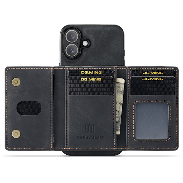 DG.MING 2 in 1 Magnetic Card Slot Case iPhone 16 Plus Black