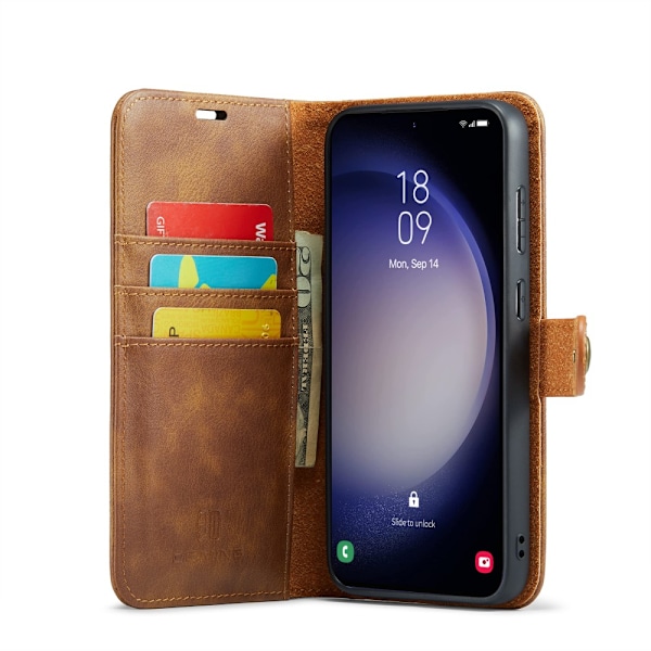 DG.MING 2-in-1 Magnet Wallet Samsung Galaxy S24 FE Cognac