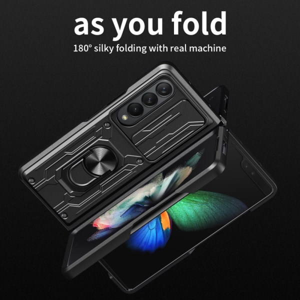 Hybrid cover Samsung Galaxy Z Fold 5 Ring + Kamerabeskyttelse Sort