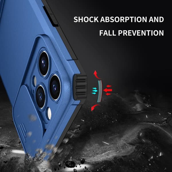 Kickstand Cover iPhone 14 Pro Max Kamerabeskyttelse Blå