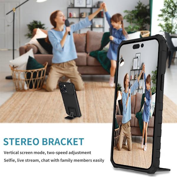 Kickstand Skal iPhone 14 Pro Max Kamerabeskyttelse Sort