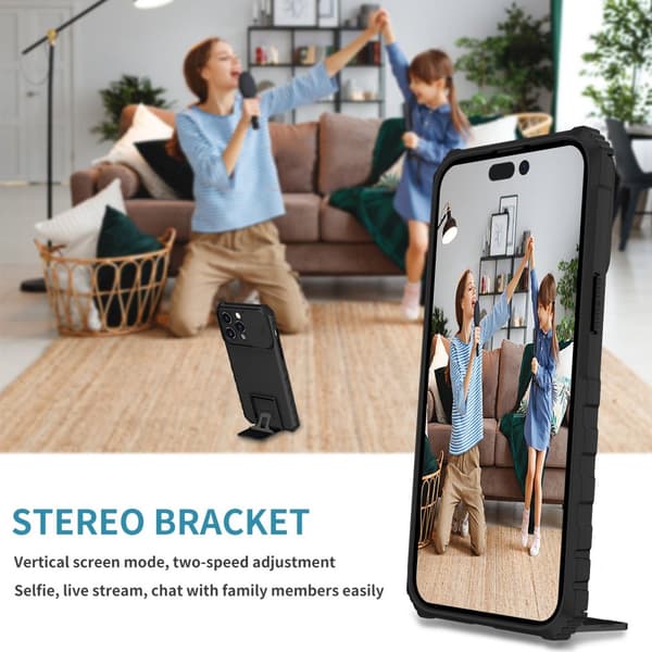 Kickstand Skal iPhone 14 Pro Max Kameraskydd Svart