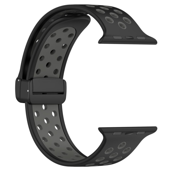 Silikonarmband Sport Apple Watch 45mm Series 9 Svart/Grå