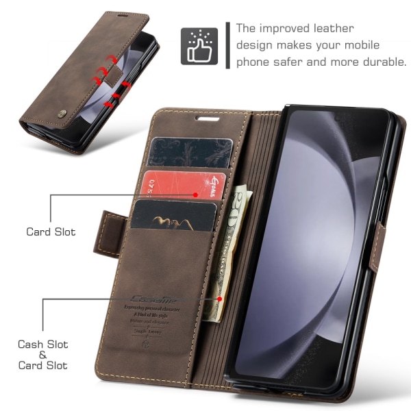 CaseMe Slim Plånboksfodral Samsung Galaxy Z Fold 5 Brun