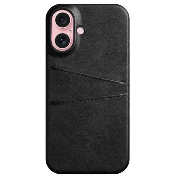 Læderskal med kortholder iPhone 16 Plus Sort