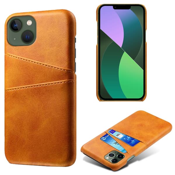 Läderskal Med Kortfack iPhone 15 Cognac