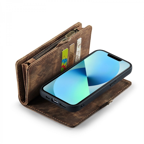 CaseMe Multi-Slot 2 i 1 Lompakkokotelo iPhone 13 Ruskea