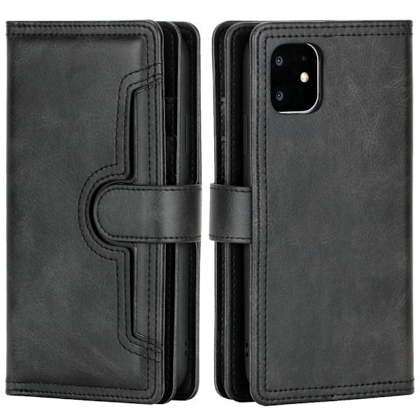 Plånboksfodral Läder Multi-Slot iPhone 11 Svart