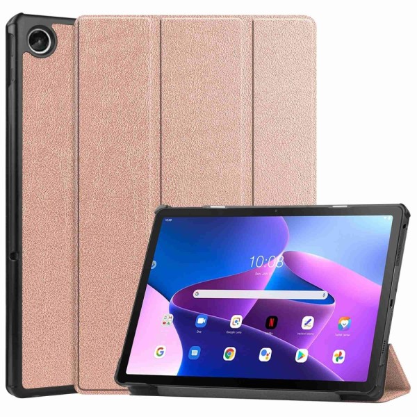 Lenovo Tab M10 Plus (3. sukupolvi) -kotelo, kolminkertainen, ruusukulta