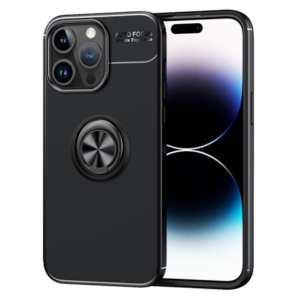 Etui med Ringholder til iPhone 15 Pro Sort