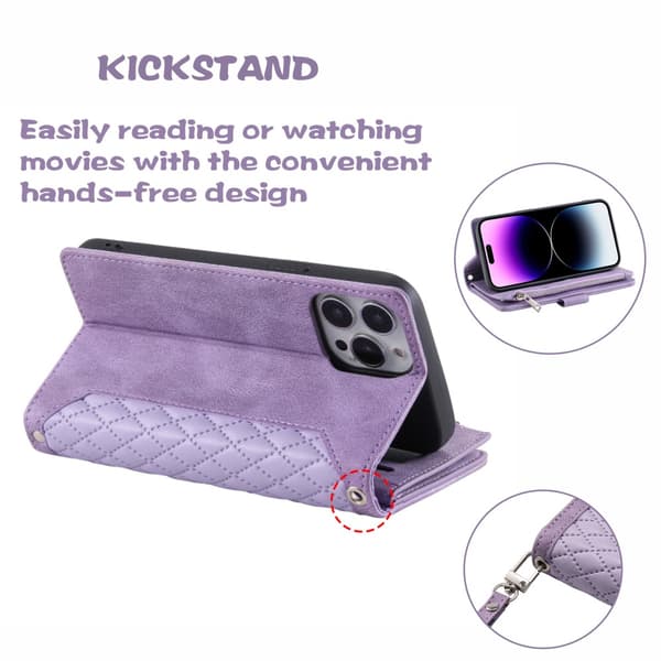 iPhone 16 Pro Max Lompakko Kotelo Pehmustettu Violetti