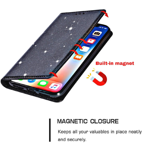 Glitter Wallet Case iPhone 13 Pro Max Sort