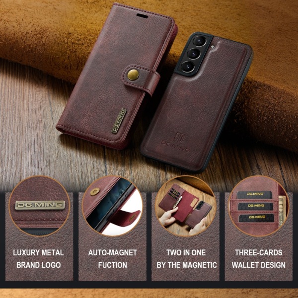 DG.MING 2-in-1 Magnet Wallet Samsung Galaxy S24 Plus Red