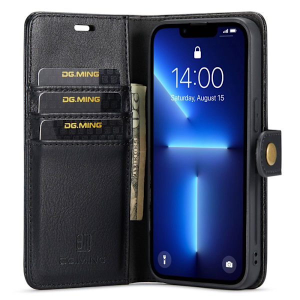 DG.MING 2-in-1 Magnet Wallet iPhone 15 Pro Black