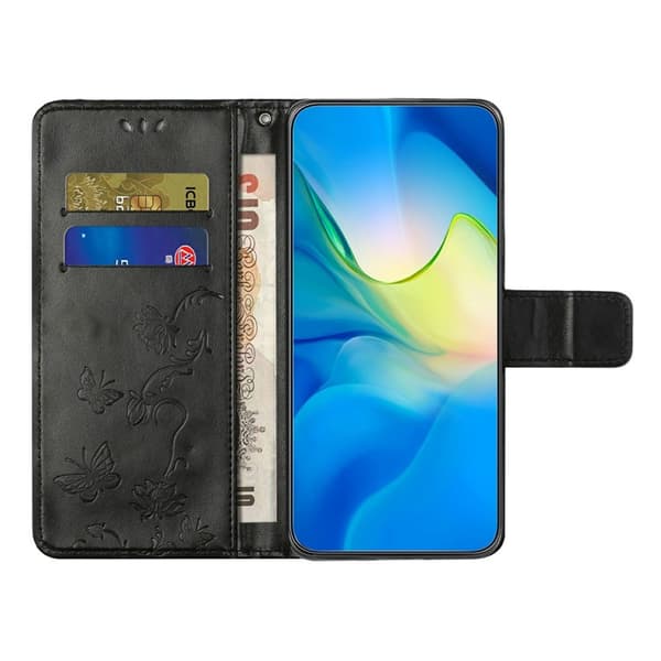 Læderetui Sommerfugle Samsung Galaxy A17 Sort