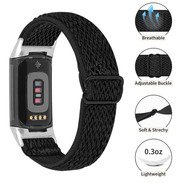 Flettet nylonrem til Fitbit Charge 5 - Sort