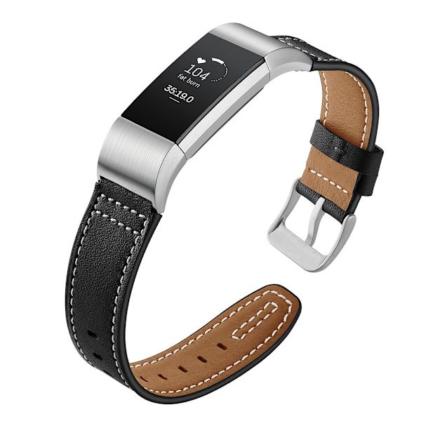Ægte læderrem til Fitbit Charge 2 - Sort
