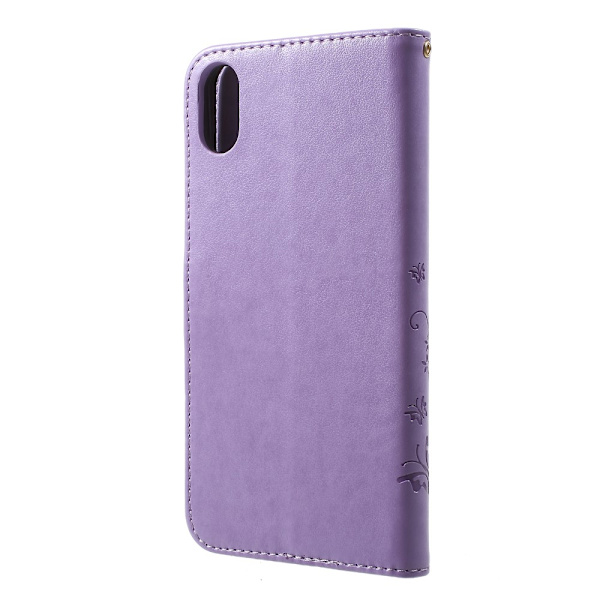 Læderetui Sommerfugle iPhone XS Max Lilla