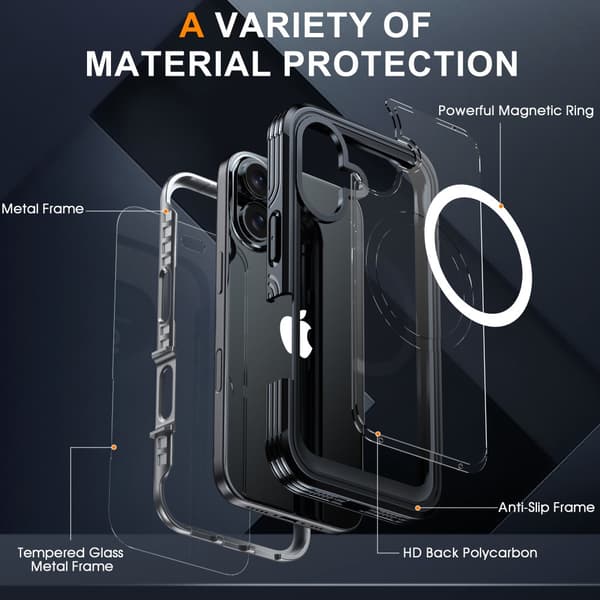 Ultra Full Protection MagSafe -kotelo iPhone 16 musta