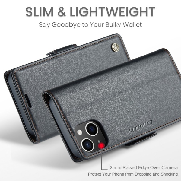 CaseMe Slim Pungetui RFID-beskyttelse iPhone 15 Plus Sort