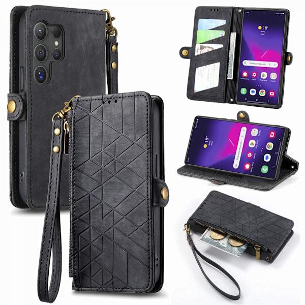 Lynlås Pung Etui Samsung Galaxy S24 Ultra Sort