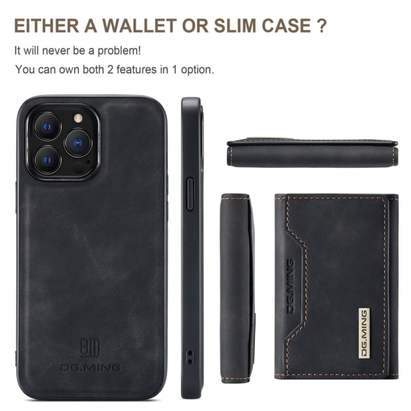 DG.MING 2 i 1 Magnetisk Kortlomme Etui iPhone 15 Pro Sort