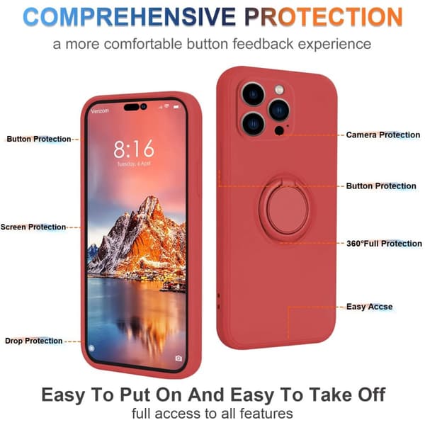 iPhone 15 Pro Max Skal Med Ringholder Rød