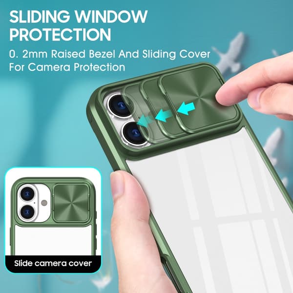 Edge Skal Kameraskydd iPhone 16 Grön