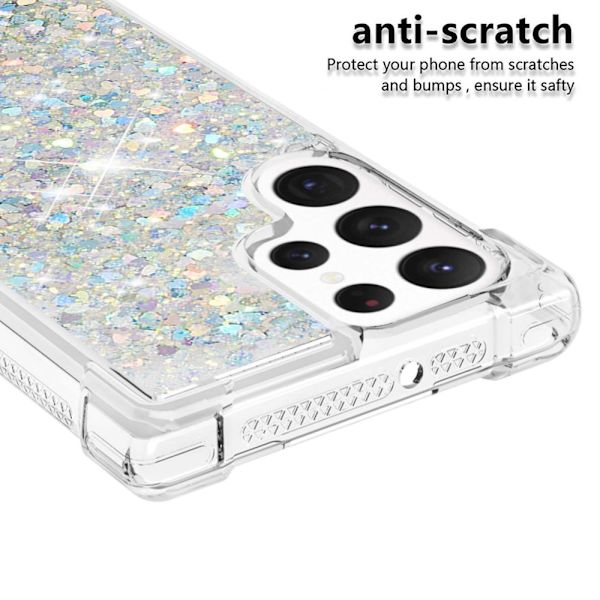 Glitter Bling TPU -kuori Samsung Galaxy S23 Ultra -hopea