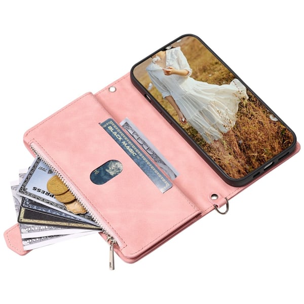 iPhone 14 Pung Etui Polstret Rosa
