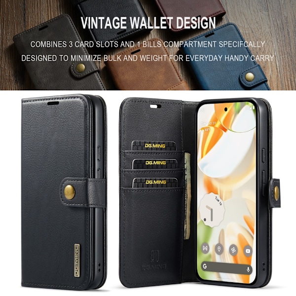 DG.MING 2-in-1 Magneettilompakko Google Pixel 9 Musta