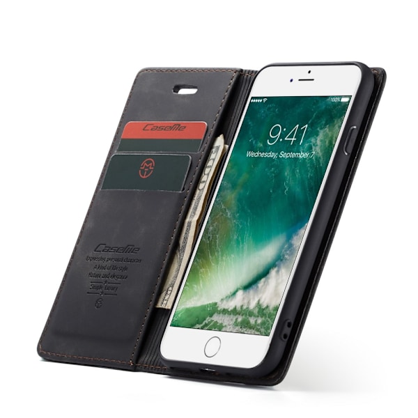 CaseMe Retro Slim Pungetui iPhone 7/8/SE Sort