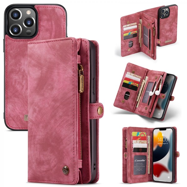 CaseMe Multi-Slot 2 i 1 Plånboksfodral iPhone 13 Pro Röd