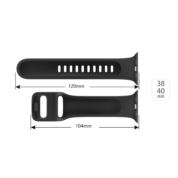 Silikonerem til Apple Watch 38/40/41 mm Sort