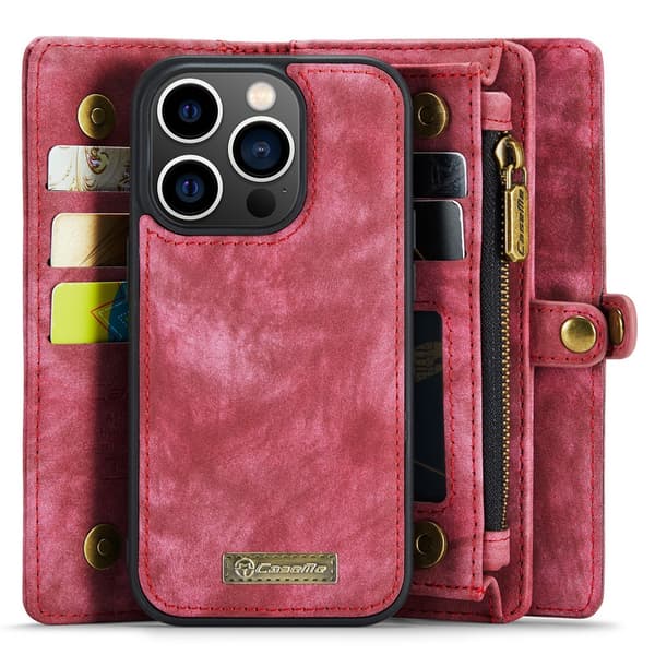 CaseMe Multi-Slot 2 i 1 Pungetui iPhone 15 Pro Rød
