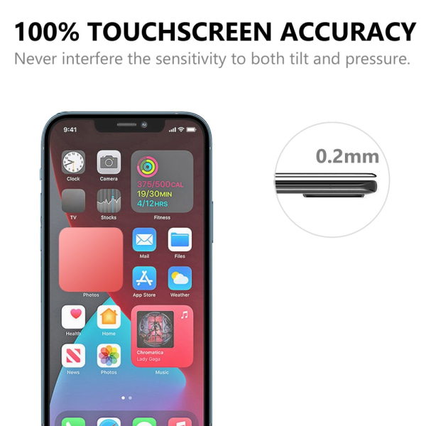 Kattava karkaistu lasi näytönsuoja iPhone 13 Pro Max musta